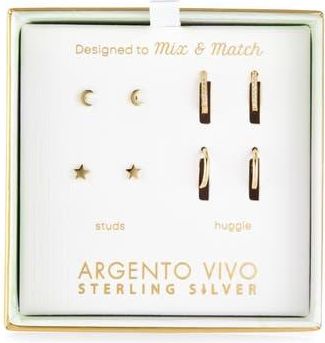 Argento Vivo Pack of Four Celestial Assorted Stud & Hoop Earrings in Gold at Nordstrom Rack