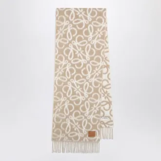 Loewe Beige/white scarf in alpaca and wool blend