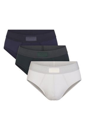 SKIMS 3-Pack Cotton & Modal Blend Briefs in Blue Black Multi at Nordstrom, Size X-Large