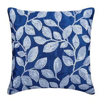 OEM Fundas Para Cojines De Sof&aacute;, 22x22 Pulgadas, Fundas De Almohada Azul Rey Con Lentejuelas, Fundas De Almohada Cuadradas De Ray&oacute;n Con Estampado Floral -
