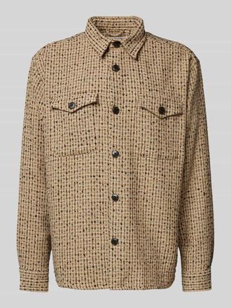 Selected Overshirt mit Strukturmuster Modell BOXY-MASONBOUCLE in Sand, Gr&ouml;&szlig;e XL