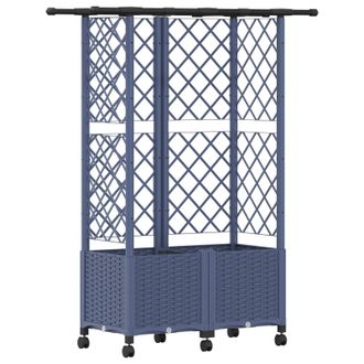 vidaXL Cama Elevada Con Trellis Y Techo Gris 124 X 40 X 142 Cm Pp Vidaxl
