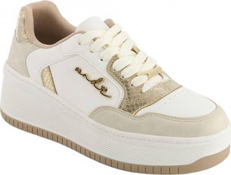 Andrea Womens Platform Sneakers In White And Gold