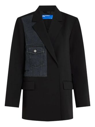 Karl Lagerfeld flap-pocket panelledl blazer - women - Elastane/Polyester/Viscose - L - Black