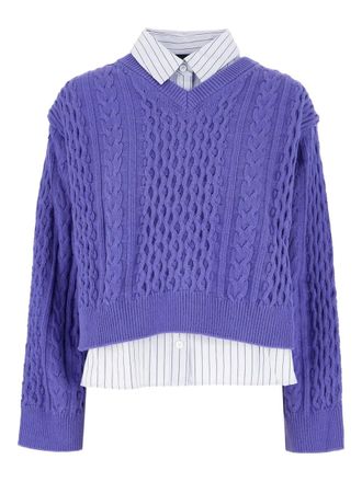 Juun.J cable-knit layered sweater - women - Fabric - 36 - Purple