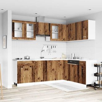 Berkfield Home 11 Piece Kitchen Cabinet Set Lyon Old Wood Engineered Wood in Brown