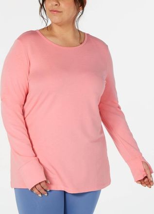 Ideology Activewear Plus Size Crochet-Back Top In Peach Kiss