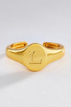 Luv AJ Initial Oval Signet Ring