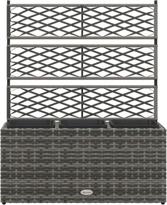 OUTSUNNY Aiuola con Spalliera per Rampicanti con 3 Vasi Separati in Rattan pe