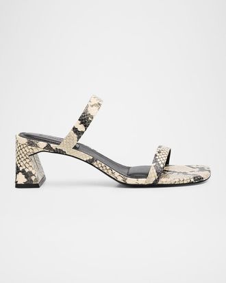 SIMKHAI Clara Snake-Printed Leather Sandals