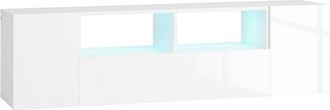 HOMCOM TV Unit Cabinet for TVs up to 60 - TV Stand with LED Lights - White | TJ Hughes