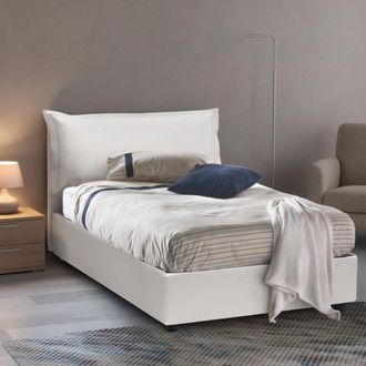 Talamo Italia Talamo Italia - Cama De Plaza Y Media Letizia, Cama Contenedor Con Tapizado En Ecopiel, 100% Made In Italy, Apertura Frontal, Con Colch&oacute;n 120x200 Cm I