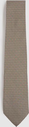 Reiss Garda Tie Silk Medallion Print, Green & brown Size: One Size