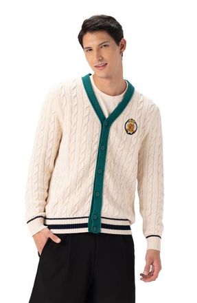 Members Only Cable Knit Cardigan in Off-White at Nordstrom, Size Xx-Large