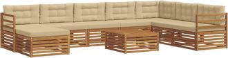 vidaXL Conjunto De Sof&aacute;s De Exterior 9 Uds. Natural Y Beige Vidaxl