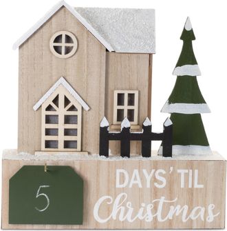 Melrose International LED House Christmas Countdown 12L - Beige, Green, White