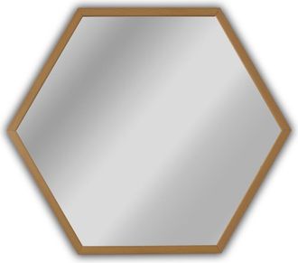 Chloe Lighting Reflection Contemporary Maple Finish Hexagon Framed Wall Mirror 24 Width