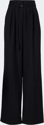 Dries Van Noten Belted pleated wool wide-leg pants