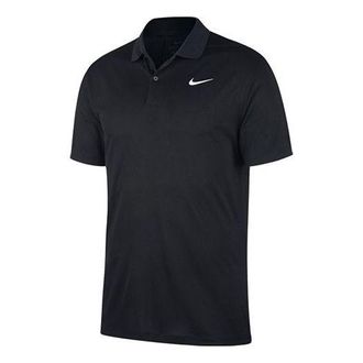 Nike Mens Nike Solid Color Casual Outdoor Sports Golf Short Sleeve polo Black Polo Shirt BV0354-010