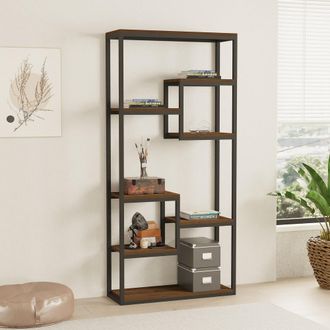 Dmora Estanter&iacute;a Rofrano, Biblioteca 6 Estantes, Instalaci&oacute;n Libre, Divisor De Espacios, 85x29x182h Cm Negro