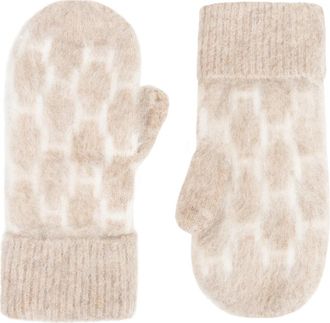 H&eacute;st Bruine Wanten met H-Patroon Ontwerp - Dames - Handschoenen - Beige - ONE Size - Wol - Accessoires