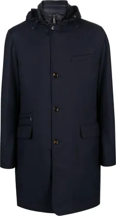 Moorer Redon-Pum hooded coat - men - Polyamide/Viscose/Polyester - 50 - Blue