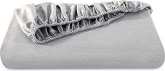 Bare Home 400 Thread Count Organic Cotton Sateen Fitted Sheet - Full XL in Light Grey at Nordstrom