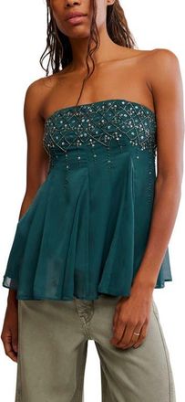 Free People Tara Embellished Tube Top in Midnight Mountain at Nordstrom, Size X-Large
