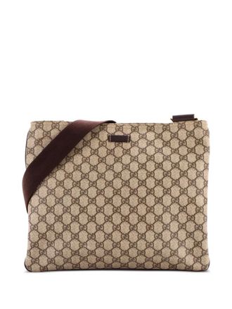 Gucci Zip Top Messenger Bag GG Coated Canvas Large crossbody bag - Marrone