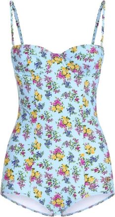 Dolce & Gabbana One Piece Fiorellini - Dames - Badpakken - Blauw - XL - Badmode