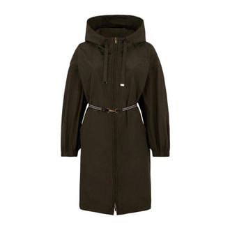 Max Mara Jassen, Dames, Groen, M, Katoen, Waterafstotende Taffeta Parka