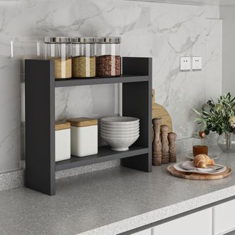 Dmora Estante Morfasso, 2 Niveles, Estructura Color Antracita, 34x10x30h Cm Negro Antracita