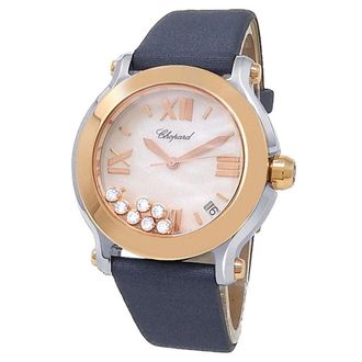 Chopard Pre-owned Chopard Happy Sport Ii Mother Of Pearl with 7 Floating Diamonds Dial Ladies Watch 278492-9004