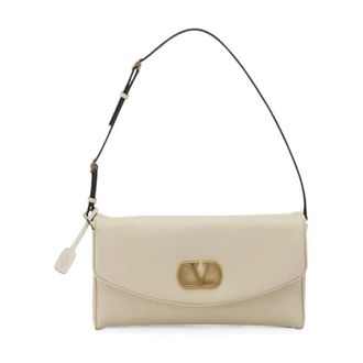 Valentino Tassen, Dames, Beige, ONE Size, Leer, VLogo Schoudertas