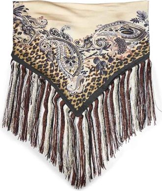 Etro Accessoires, Dames, Veelkleurig, ONE Size, Zijden sjaal met veelkleurige franje