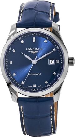 Longines Master Collection Automatic 40mm Blue Diamond Dial Leather Strap Mens Watch L2.793.4.97.0