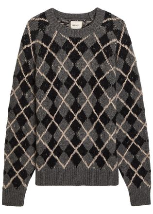 Khaite Pratt Argyle Cashmere Jumper - Grey - S (UK8-10 / S)