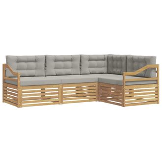 vidaXL Conjunto De Sof&aacute;s De Exterior 4 Pcs Blanco Y Gris Claro Vidaxl