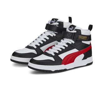 Puma Sneaker PUMA RBD GAME, Damen, Gr. 42,5, bunt (puma wei&szlig;, high risk rot, puma schwarz, puma team gold), Leder, Synthetik, Schuhe Sneaker