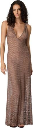 Missoni Cover-up Dress In Lam&eacute; Viscose With Spiderweb Motif And V-neckline in Brown at Nordstrom, Size 42 It