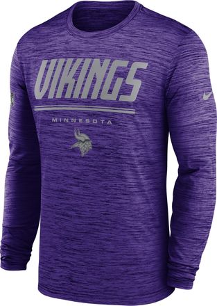 Nike Minnesota Vikings Sideline Team Issue Velocity Nike Mens Dri-FIT NFL Long-Sleeve T-Shirt in Purple | 02EQ51L9M-CH4