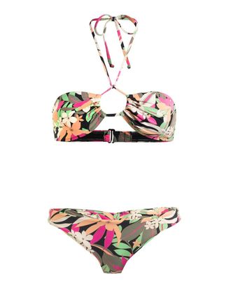 Roxy Triangel-Bikini ROXY Printed Beach Classics, Damen, Gr. XXL, Cup B, grau (anthrazit palm song s), Obermaterial:87% Nylon, 13% Elasthan;, Bikini-Sets T