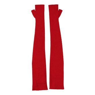 Dolce & Gabbana Gloves, female, Red, Size: ONE SIZE Fingerless Elbow Length Gloves