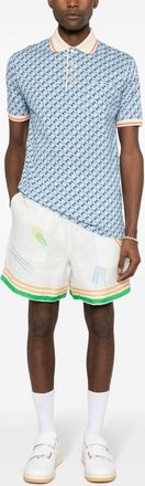 Casablanca Mens Printed Linen Shorts - White - Size Small