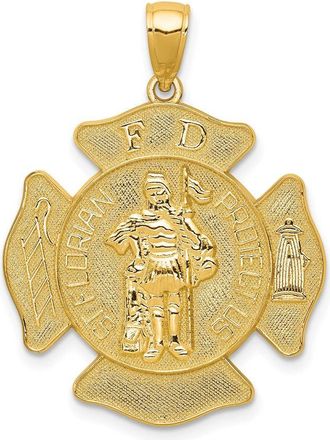 Diamond2Deal 14k Yellow Gold Large FD St. Florian Badge Pendant