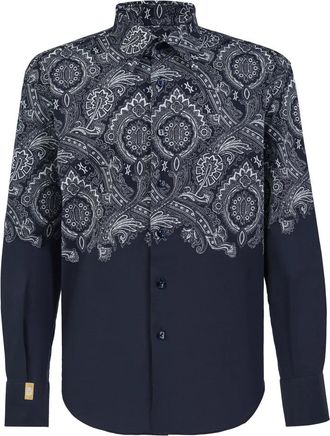 Billionaire Boys Club Gold Cut LS Milano Paisley Shirt - Heren - Casual Overhemden - Blauw - XS - Katoen - Overhemden