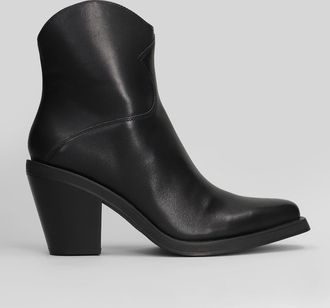 Ash Judy Texan Ankle Boots In Black Leather