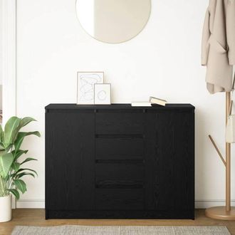 Berkfield Home Sideboard with Drawers Black Oak 100.5x35x76 cm Engineered Wood