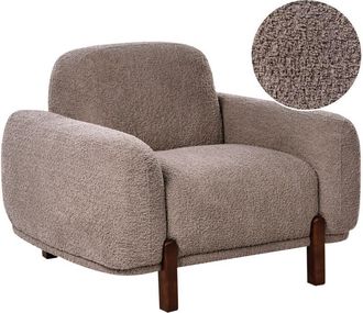 Beliani Armchaie Taupe Boucle Upholstery Soft Modern Organic Low Curvilinear ODNES