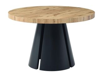 Vente-Unique Mesa de comedor extensible 4 a 12 personas de MDF y metal negro - Natural claro - JARELIA